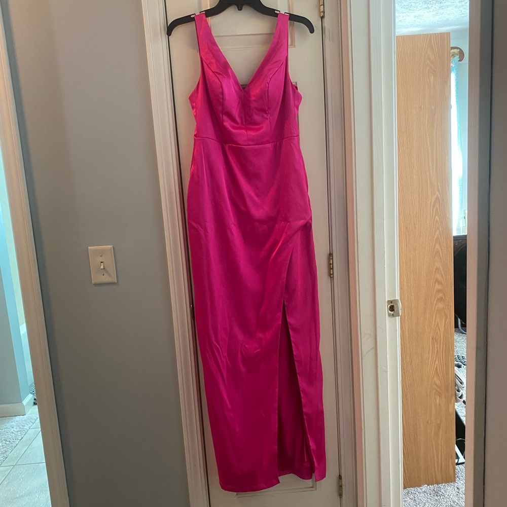 pink prom dress with slit